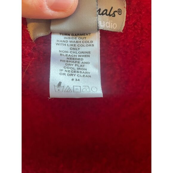 Designers Originals Vintage Open Style Wool Blend Deep Red Cardigan Jacket Sz L - Picture 8 of 8